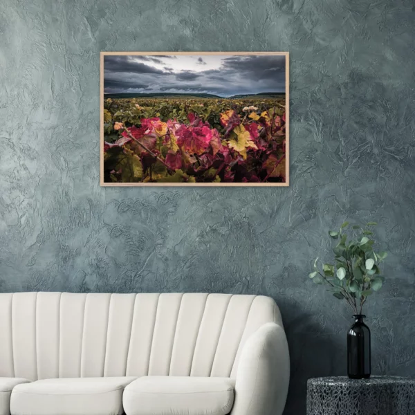 « Les couleurs de l’automne » – Photo Art-déco Vignes – Pièce unique Photo d\'art déco d\'artiste auteur encadré en bois premium chêne frêne papier épais premium FSC