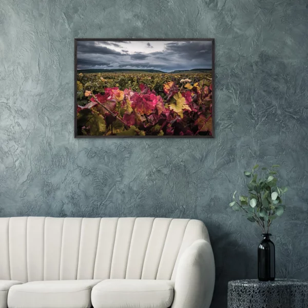 « Les couleurs de l’automne » – Photo Art-déco Vignes – Pièce unique Photo d\'art déco d\'artiste auteur encadré en bois premium chêne frêne papier épais premium FSC