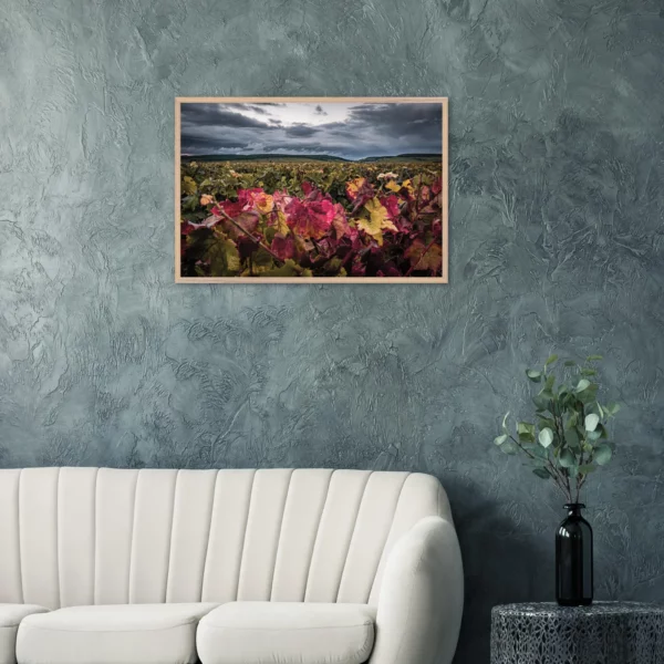 « Les couleurs de l’automne » – Photo Art-déco Vignes – Pièce unique Photo d\'art déco d\'artiste auteur encadré en bois premium chêne frêne papier épais premium FSC